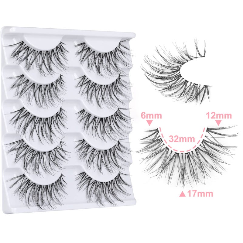 LANFLOWER False Eyelashes Glamour Fake Lashes Reusable Handmade (5 Pairs) - Image 4